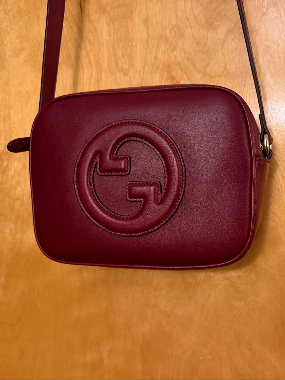 Gucci Rounded Leather Camera Bag in Burgundy